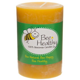 Bee Healthy Candles Candle, Beeswax, Pillar 3 inch x 4 inch