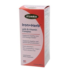 Flora Iron+Herb, Liquid Iron Supplement, Vegan