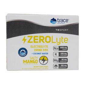 Trace Minerals ZeroLyte Salty Mango, Electrolyte drink mix + coconut water