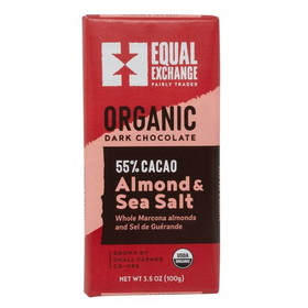 Equal Exchange Dark Chocolate Bar, Almond &amp; Sea Salt, 55%, Organic
