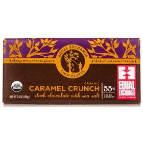 Equal Exchange Dark Chocolate Bar, Caramel Crunch with Sea Salt 55%, Organic