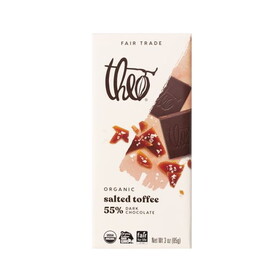 Theo Chocolate Bar, Salted Toffee, Dark, 55%, Organic