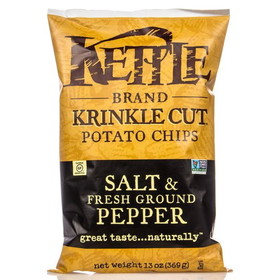 Kettle Brand Potato Chips, Salt &amp; Fresh Ground Pepper, Krinkle Cut