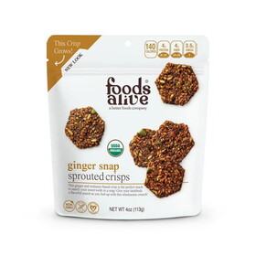 Foods Alive Ginger Snap Flax &amp; Chia Snackers, Organic