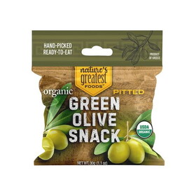 Nature's Greatest Foods Green Olive Snack, Pitted, Organic
