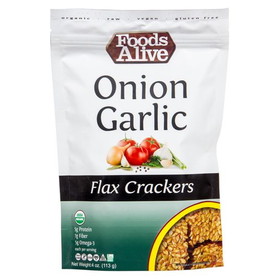 Foods Alive Onion Garlic, Flax Crackers, Organic