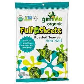 GimMe Sea Salt Seaweed Snacks, Roasted Full Sheets, Organic