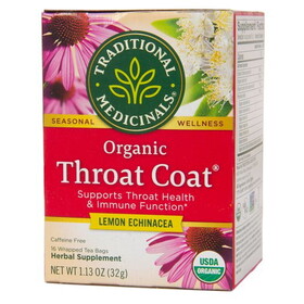 Traditional Medicinals Throat Coat, Lemon Echinacea, Tea, Organic
