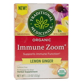 Traditional Medicinals Immune Zoom Lemon Ginger Tea, Organic