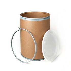 BASCO 30 Gallon Fiber Drum, Open Head, UN Rated, Plastic Cover, Liner
