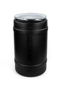 BASCO 30 Gallon Plastic Drum, Open Head, UN Rated, Lever Lock - Black