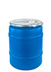 BASCO 20 Gallon Plastic Drum, Open Head, UN Rated, Lever Lock - Blue