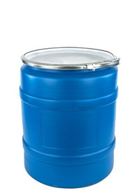 BASCO 20 Gallon Plastic Drum, Open Head, UN Rated, Lever Cover - Blue