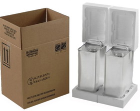 BASCO HAZMAT Packaging - 4G Box - Two 1 Gallon F-Style Cans - Foam