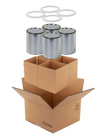 BASCO PackRight&#153; Hazmat 4G Packaging - Four 1 Gallon Tall Metal Cans