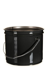 Basco CAN7065 3.5 Gallon Steel Pail, Open Head, Unlined, Non-UN Rated, 28 Gauge - Black