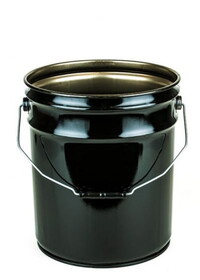 Basco CAN7097 5 Gallon Steel Pail, Open Head, Lug, 28/26 Gauge - Black