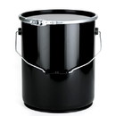 BASCO 5 Gallon Open Head Steel Straight Sided Pail with Lever Lock Ring - Black