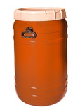 BASCO 110 Liter/29 Gallon CurTec Total Opening Screw Top Drums with Lids - Brown, UN Rated