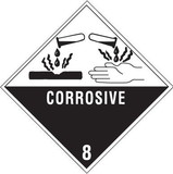 BASCO Corrosive 8 - Class 8 Hazardous D.O.T. Labels