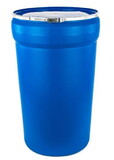 Basco DRU7062 55 Gallon Plastic Drum, Open Head, UN Rated, Nestable, Plain Cover - Blue
