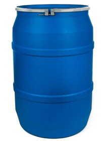 Basco DRU7143 55 Gallon Plastic Drum, Open Head, UN Rated, Bolt Ring Closure - Blue