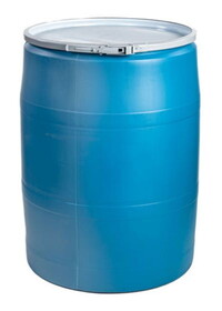 Basco DRU8001 55 Gallon Open Head Drum, Plastic with Lever Lock Ring Cover - Blue