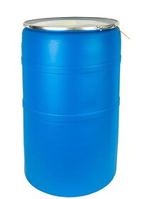 Basco DRU8002 55 Gallon Poly Drum, Open Head, Lever Lock, UN Rated, Blue/White