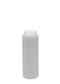 BASCO 8 oz Natural Wide Mouth Plastic Cylinder Bottle with Cap