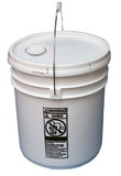BASCO 5 Gallon Straight Sided Plastic Bucket, Open Head, Flexspout® Cover, White