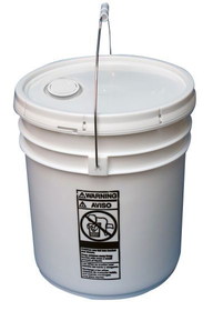 BASCO 5 Gallon Straight Sided Plastic Bucket, Open Head, Flexspout&#174; Cover, White