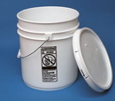 Basco White 5 Gallon Open Head Straight Sided Plastic Pail and Tear Tab Cover