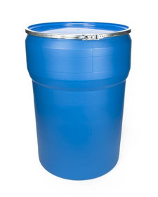 BASCO 47 Gallon Plastic Drum, Open Head, UN Rated, Lever Lock - Blue