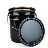 BASCO 5 Gallon Steel Pail, Open Head, Lug Cover - Black