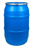 BASCO 55 Gallon Blue Plastic Drum, Open Head, UN Rated, Lever Lock