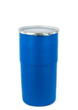 BASCO 14 Gallon Plastic Drum, Open Head, UN Rated, Lever Lock - Blue