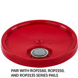BASCO RightPail ™ 5 Gallon Tear Tab Plastic Pail Lid, Flexspout ® Opening - Red