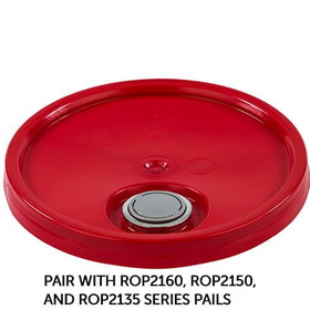 BASCO RightPail &#153; 5 Gallon Tear Tab Plastic Pail Lid, Flexspout &#174; Opening - Red