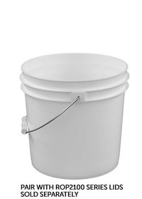 BASCO RightPail &#153; 2 Gallon Open Head Plastic Bucket - White - 70 mil