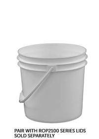 BASCO RightPail &#153; 2 Gallon Open Head Plastic Bucket - Plastic Handle - White