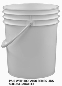 BASCO RightPail &#153; 5 Gallon Open Head Plastic Bucket, Plastic Handle - White