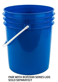 BASCO RightPail &#153; 5 Gallon Open Head Plastic Bucket - Plastic Handle - Blue