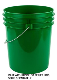 BASCO RightPail &#153; 5 Gallon Open Head Plastic Bucket - Metal Handle - Green