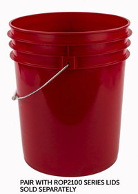 BASCO RightPail &#153; 5 Gallon Plastic Bucket, Open Head, Metal Handle - Red