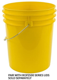 BASCO RightPail &#153; 5 Gallon Plastic Bucket, Open Head, Metal Handle - Yellow