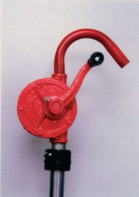 BASCO Economical Rotary Drum Pump - Curved Spout - 48 Inch PVC Hose