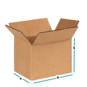 BASCO 6x4x4 Box Cardboard, Single Wall 32 ECT, Kraft Corrugated