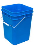 BASCO 4 Gallon Square Plastic Bucket, Open Head - Blue