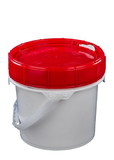 BASCO Life Latch® New Generation 2.5 Gallon Plastic Pail with Red Screw Top Lid - White