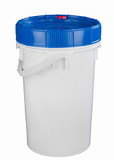 BASCO Life Latch® New Generation 6.5 Gallon Plastic Bucket with Blue Screw Top Lid - White